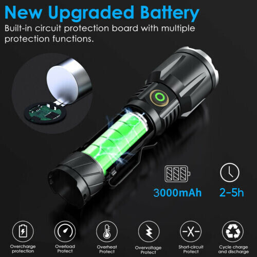 100000 LM XHP160 Most Powerful LED Flashlight With Zoom